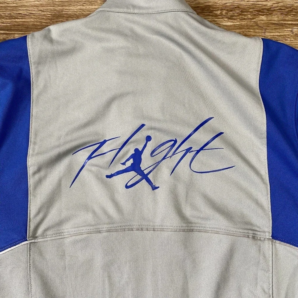 Air Jordan Flight Jacket Gray Blue Large Jumpman Track Jacket - Picture 8 of 10